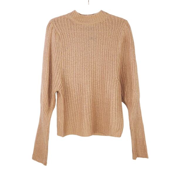 Nasty Gal Dusty Rose Pink Puff Sleeve Knit Sweater Medium - Picture 4 of 8